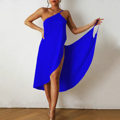 Casual Midi Dress Midi Dress Stylish Women'S Beach Dress Sleeveless off Shoulder Bikini Cover-Up with Cross Wrapped for Vacation