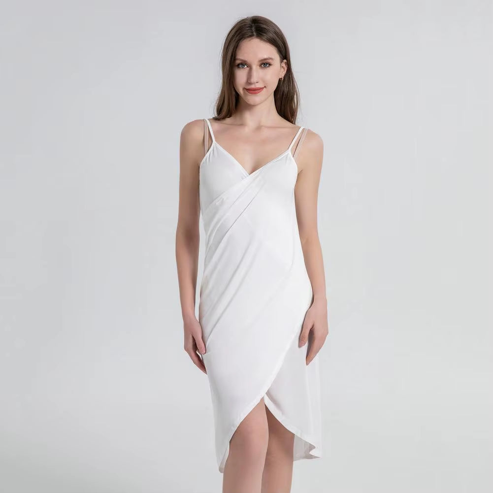 Casual Midi Dress Midi Dress Stylish Women'S Beach Dress Sleeveless off Shoulder Bikini Cover-Up with Cross Wrapped for Vacation