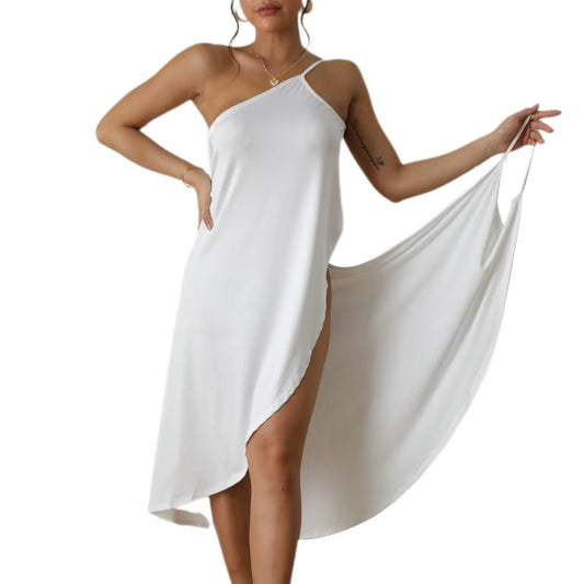 Casual Midi Dress Midi Dress Stylish Women'S Beach Dress Sleeveless off Shoulder Bikini Cover-Up with Cross Wrapped for Vacation